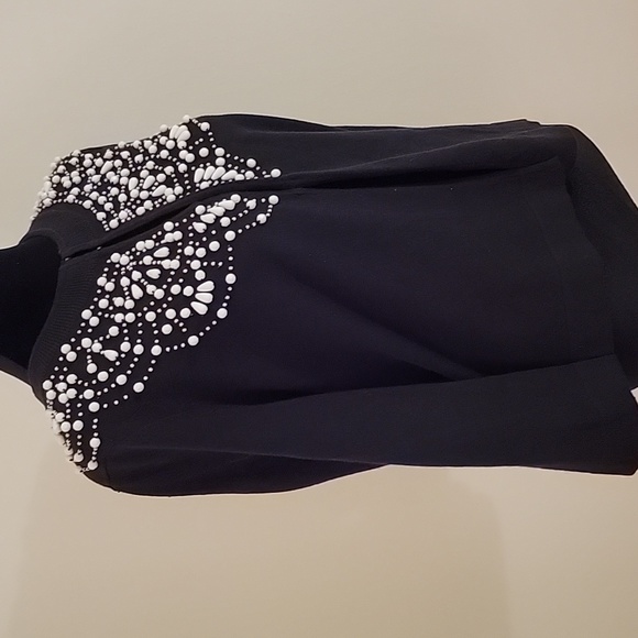 Chadwick classic Cardigan black beaded sweater size Medium,  long sleeve - Picture 6 of 10